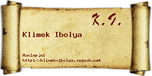 Klimek Ibolya névjegykártya